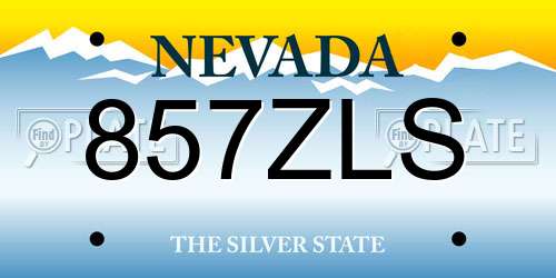 857ZLS Nevada License Plate