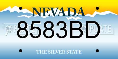 8583BD Nevada License Plate
