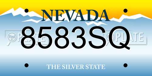 8583SQ Nevada License Plate