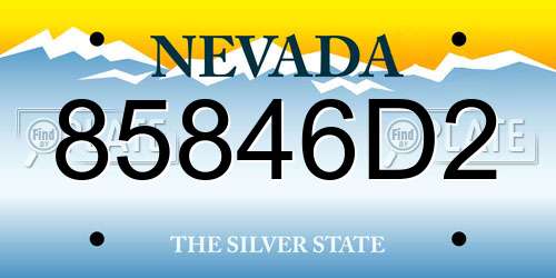 85846D2 Nevada License Plate