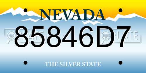 85846D7 Nevada License Plate