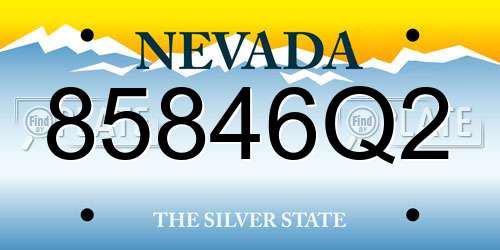 85846Q2 Nevada License Plate