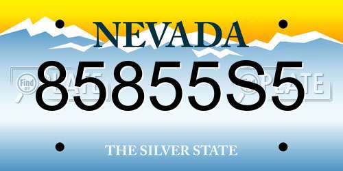 85855S5 Nevada License Plate