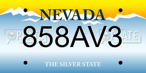 858AV3 Nevada License Plate