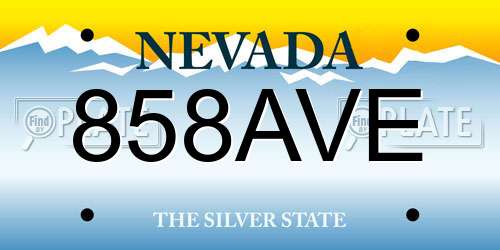 858AVE Nevada License Plate