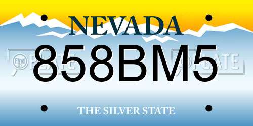 858BM5 Nevada License Plate