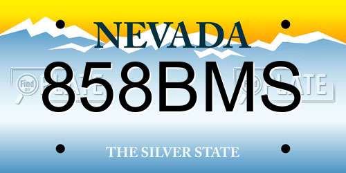 858BMS Nevada License Plate