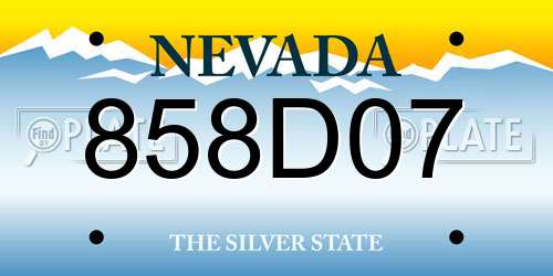 858D07 Nevada License Plate