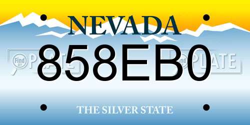 858EB0 Nevada License Plate