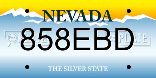 858EBD Nevada License Plate