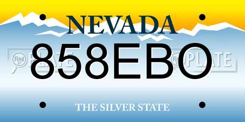 858EBO Nevada License Plate