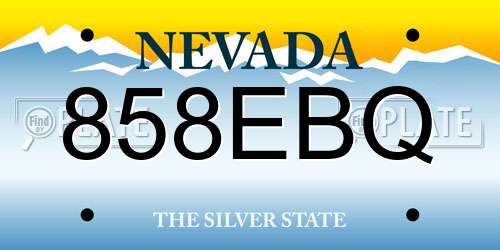 858EBQ Nevada License Plate