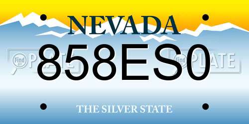 858ES0 Nevada License Plate