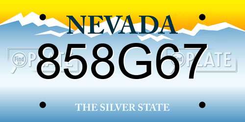 858G67 Nevada License Plate