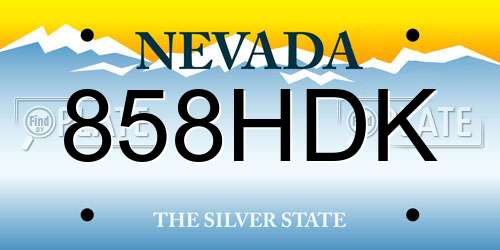 858HDK Nevada License Plate