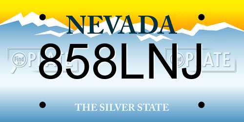 858LNJ Nevada License Plate