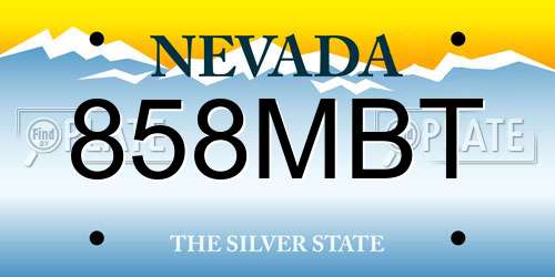 858MBT Nevada License Plate