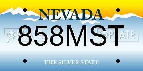 858MST Nevada License Plate