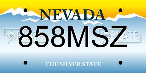 858MSZ Nevada License Plate