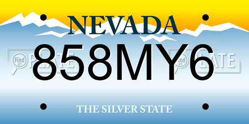 858MY6 Nevada License Plate