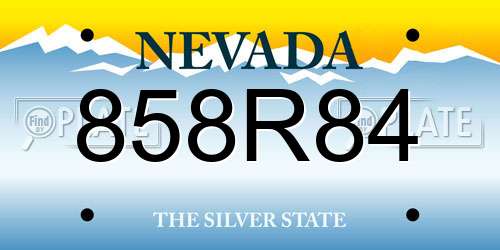 858R84 Nevada License Plate