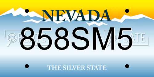 858SM5 Nevada License Plate