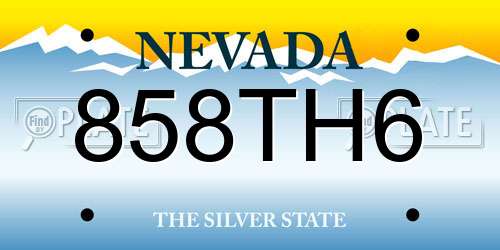 858TH6 Nevada License Plate