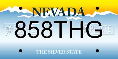 858THG Nevada License Plate