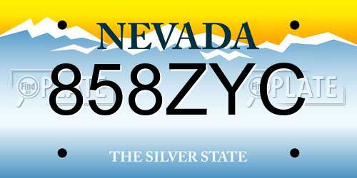 858ZYC Nevada License Plate