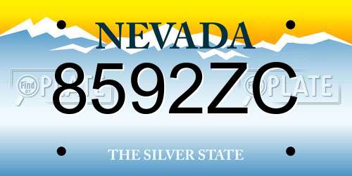8592ZC Nevada License Plate