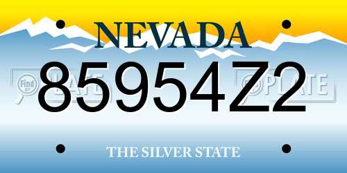 85954Z2 Nevada License Plate