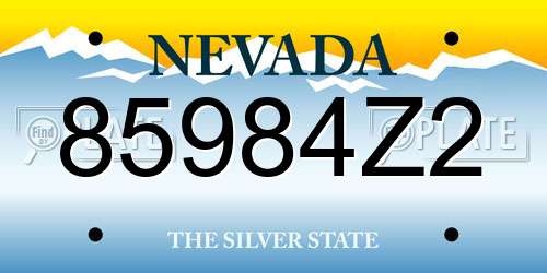 85984Z2 Nevada License Plate