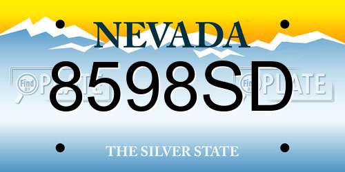 8598SD Nevada License Plate