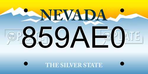 859AE0 Nevada License Plate