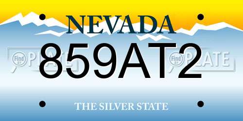 859AT2 Nevada License Plate