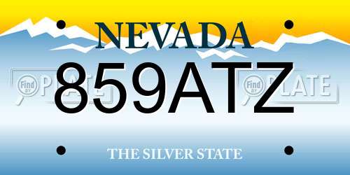 859ATZ Nevada License Plate