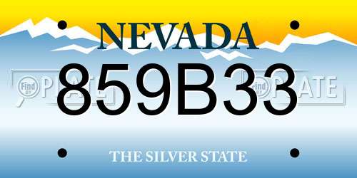 859B33 Nevada License Plate