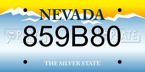 859B80 Nevada License Plate