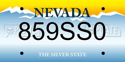 859SS0 Nevada License Plate