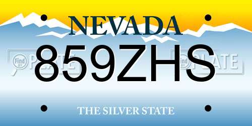 859ZHS Nevada License Plate