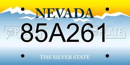 85A261 Nevada License Plate