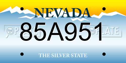 85A951 Nevada License Plate