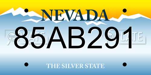 85AB291 Nevada License Plate