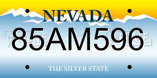 85AM596 Nevada License Plate