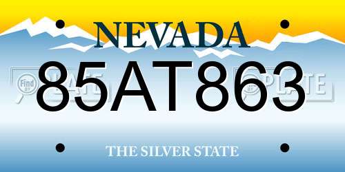 85AT863 Nevada License Plate