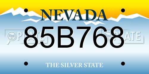 85B768 Nevada License Plate