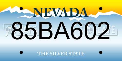 85BA602 Nevada License Plate
