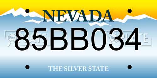 85BB034 Nevada License Plate