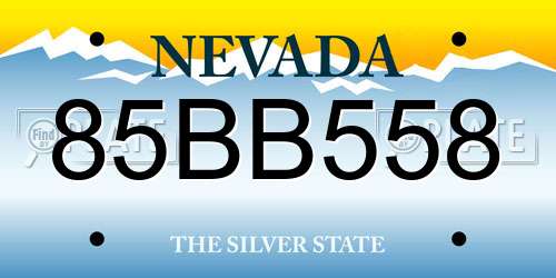 85BB558 Nevada License Plate