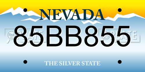 85BB855 Nevada License Plate